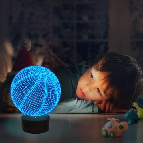  [아마존베스트]FULLOSUN Basketball 3D Night Light Birthday Gift Lamp, Light Up Basketball Gifts 3D Illusion Lamp with Remote Control 16 Colors Changing Sport Fan Room Decoration Boy Kids Room Ide