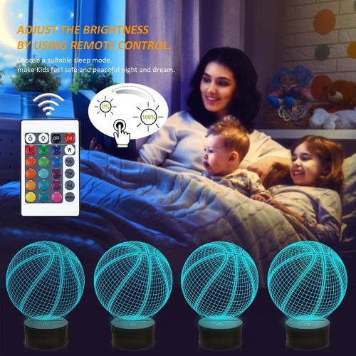  [아마존베스트]FULLOSUN Basketball 3D Night Light Birthday Gift Lamp, Light Up Basketball Gifts 3D Illusion Lamp with Remote Control 16 Colors Changing Sport Fan Room Decoration Boy Kids Room Ide