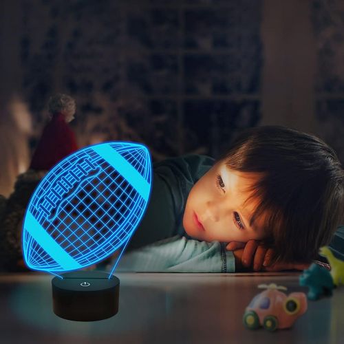  FULLOSUN Football 3D Night Light, American Football 3D Illusion Lamp for Kids with Remote 16 Colors Changing, Creative Birthday Rugby Gifts for Boy Girl Bedroom Decoration