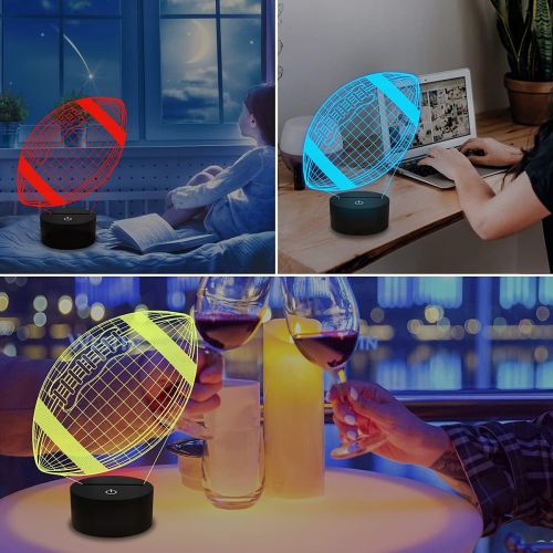  FULLOSUN Football 3D Night Light, American Football 3D Illusion Lamp for Kids with Remote 16 Colors Changing, Creative Birthday Rugby Gifts for Boy Girl Bedroom Decoration