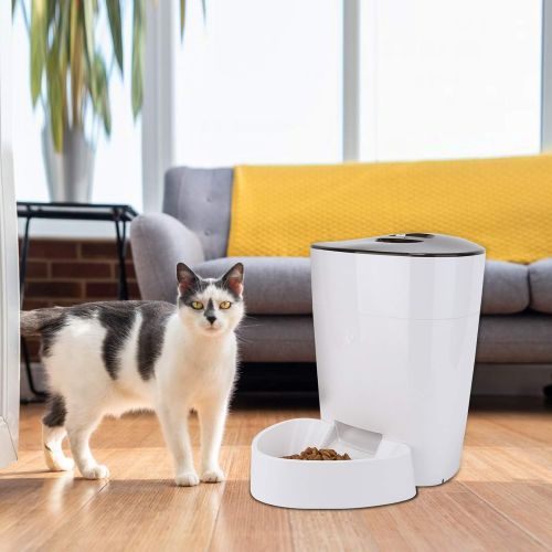  FULLOSUN 4L Automatic Cats and Dogs Pet Feeder Food Dispenser with Distribution Alarms, Portion Control, Programmable Timer for up to 6 Meals per Day Features