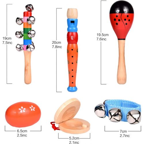  [아마존 핫딜]  [아마존핫딜]FUN LITTLE TOYS Toddler Musical Instrument Toy Set-12Pcs Wooden Percussion Toys Including Tambourine, Shaker Egg, Piccolo, Maracas and More for Kids Preschool Educational, Music Party Supplies