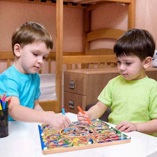  [아마존 핫딜]  [아마존핫딜]FUN LITTLE TOYS Wooden Toys Magnetic Puzzle Board, Wooden Magnetic Puzzle Activity Game, Birthday Gift for Boys & Girls