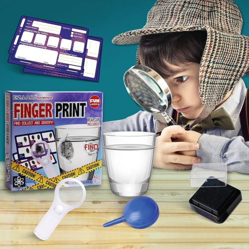  [아마존베스트]Spy Fingerprint Kit, FunKidz Detective Spy Kit for Kids Science Experiments with Finger Print Identification Set Spy Gear for Kids Scene Investigations Perfect Educational Gift for