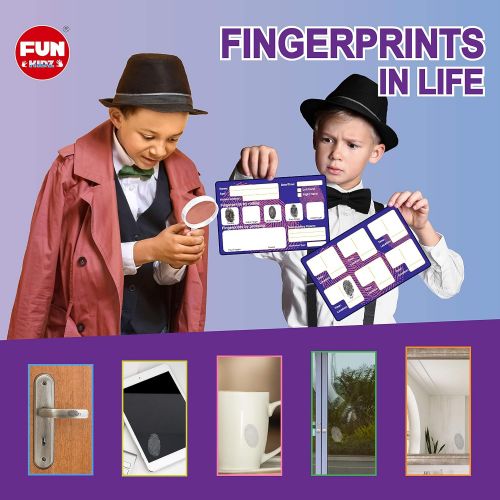  [아마존베스트]Spy Fingerprint Kit, FunKidz Detective Spy Kit for Kids Science Experiments with Finger Print Identification Set Spy Gear for Kids Scene Investigations Perfect Educational Gift for