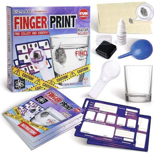  [아마존베스트]Spy Fingerprint Kit, FunKidz Detective Spy Kit for Kids Science Experiments with Finger Print Identification Set Spy Gear for Kids Scene Investigations Perfect Educational Gift for