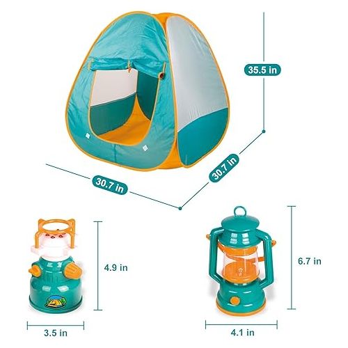  FUN LITTLE TOYS Pop Up Tent with Kids Camping Gear Set, Kids Play Tent Outdoor Toys Camping Tools Set for Kids