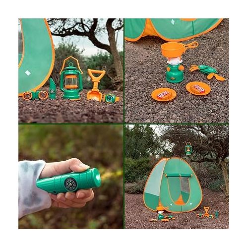  FUN LITTLE TOYS Pop Up Tent with Kids Camping Gear Set, Kids Play Tent Outdoor Toys Camping Tools Set for Kids