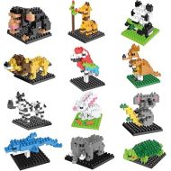 FUN LITTLE TOYS Party Favors for Kids, Mini Animals Building Blocks Sets for Goodie Bags, Prizes, Birthday Gifts, 12 Boxes