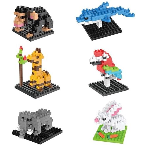  FUN LITTLE TOYS Party Favors for Kids, Mini Animals Building Blocks Sets for Goodie Bags, Prizes, Birthday Gifts, 12 Boxes