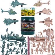 FUN LITTLE TOYS 232 PCs Army Men Action Figures Army Toys of WW 2, Military Playset with a Map, Toy Tanks, Planes, Flags, Soldier Figures, Fences & Accessories