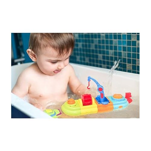  FUN LITTLE TOYS Baby Bath Toys, 7 PCs Toy Boats Include One Big Wind Up Bath Boat and 6 Bath Squirters Toy Boats, Birthday Gifts for Boys & Girls