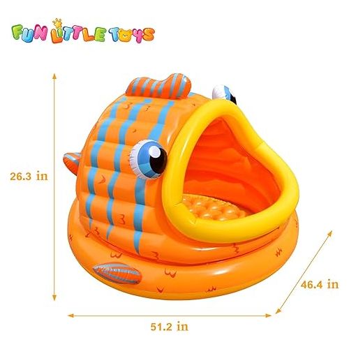  FUN LITTLE TOYS Inflatable Shade Kiddie Pool, Kids Pool with Whale Canopy,Baby Pool for Indoor&Outdoor,Swimming Pool with Baby Beach Tent,Blow Up Pool for Kids, Inflatable Pool for Beach Pool Summer
