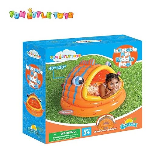  FUN LITTLE TOYS Inflatable Shade Kiddie Pool, Kids Pool with Whale Canopy,Baby Pool for Indoor&Outdoor,Swimming Pool with Baby Beach Tent,Blow Up Pool for Kids, Inflatable Pool for Beach Pool Summer