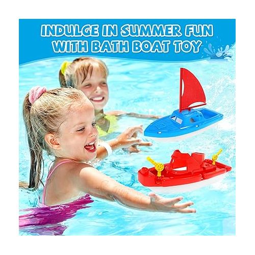  Toy Boats, 3 PCS Boat Bath Toy Toddler Pool Toys, Toy Boats for Water Play Plastic Toy Boats for Toddlers 1-3