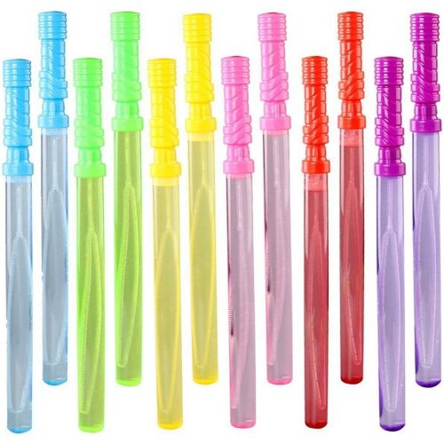  [아마존베스트]Bubble Wands 14’’ Big Pack Assorted Colors Non Toxic Summer Activity Party Favor Birthday Gift - 1 Dozen