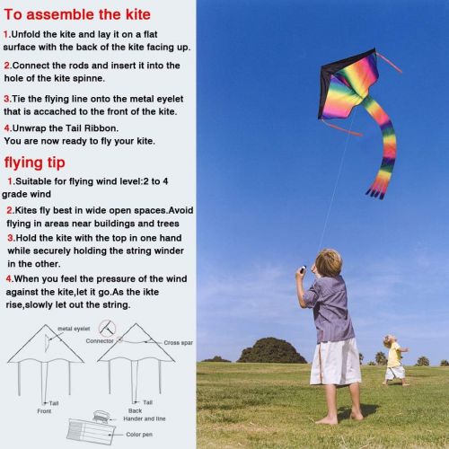  [아마존베스트]2 Pack Rainbow and Octopus Kites for Kids and Adults, Kids Outdoor Toys for Outdoor Games and Activities
