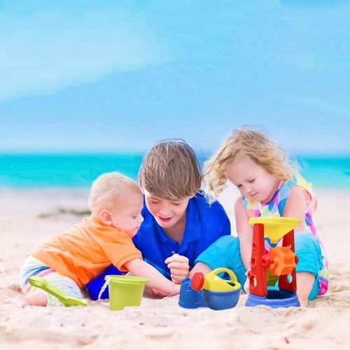  FUN LITTLE Toys Kids Beach Sand Toys Set Sand Water Wheel, Beach Molds, Beach Bucket Beach Shovel Tool Kit, Sandbox Toys for Toddlers, Kids Outdoor Toys, Snow Toys 19 Pieces