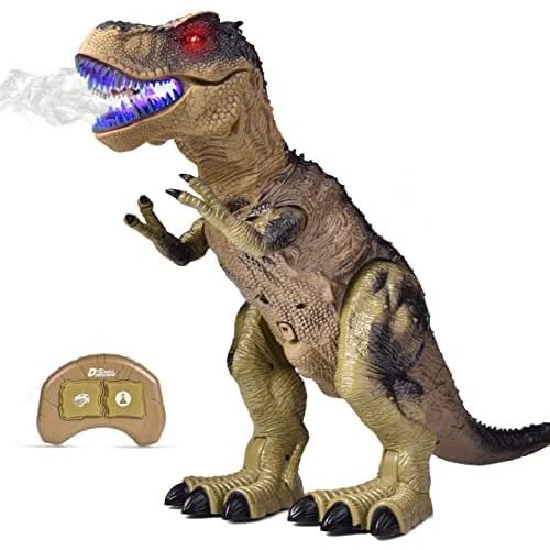  FUN LITTLE TOYS Remote Control Dinosaur for Kids, Electronic Walking & Spray Mist Large Dinosaur Toys with Glowing Eyes, Roaring Dinosaur Sound, 18.5 Realistic T-Rex Toy for Boys,