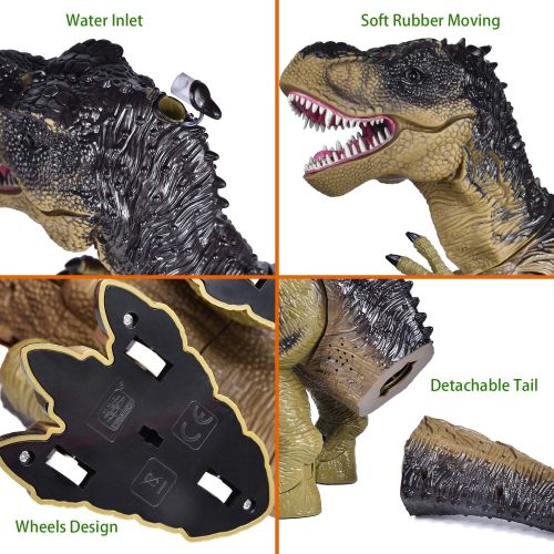  FUN LITTLE TOYS Remote Control Dinosaur for Kids, Electronic Walking & Spray Mist Large Dinosaur Toys with Glowing Eyes, Roaring Dinosaur Sound, 18.5 Realistic T-Rex Toy for Boys,