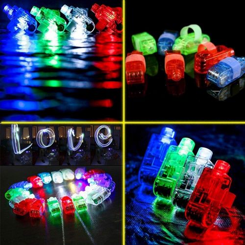  FUN LITTLE TOYS 60PCs LED Light Up Toys Glow in The Dark Party Supplies, Glow Stick Pack for Kids Xmas Party Favors Including 40 Finger Lights, 12 Flashing Bumpy Rings, 4 Bracelets