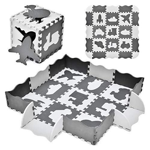  Visit the FUN LITTLE TOYS Store FUN LITTLE TOYS 25PCs Baby Play Mat with Fence Including 9 Different Vehicle Styles, Thick (0.47) Interlocking Foam Floor Tiles, Kids Room Decor Large Mat