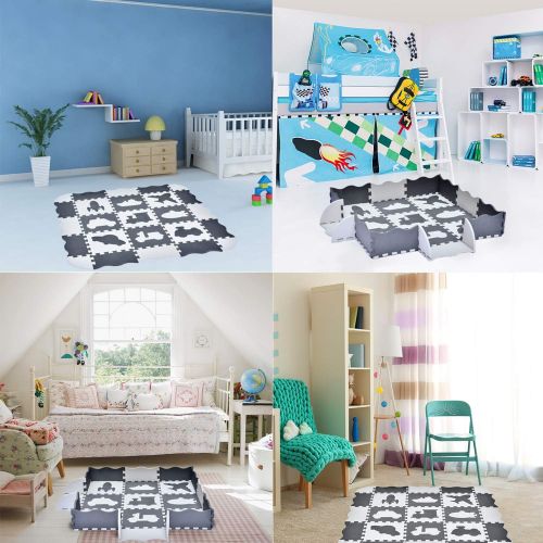  Visit the FUN LITTLE TOYS Store FUN LITTLE TOYS 25PCs Baby Play Mat with Fence Including 9 Different Vehicle Styles, Thick (0.47) Interlocking Foam Floor Tiles, Kids Room Decor Large Mat