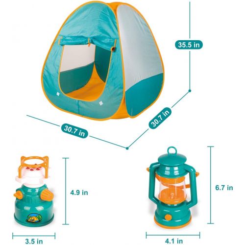  [아마존베스트]FUN LITTLE TOYS Kids Play Tent, Pop Up Tent with Kids Camping Gear Set, Outdoor Toys Camping Tools Set for Kids, 18 Pieces