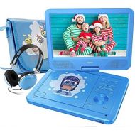 FUNAVO 10.5 Portable DVD Player with Headphone, Carring Case, Swivel Screen, 5 Hours Rechargeable Battery, SD Card Slot and USB Port (Blue)
