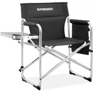 FUNDANGO 경량 디렉터 의자 캠핑 사이드 테이블 포켓 야외 접이식 의자 Lightweight Directors Chair Camping, Folding Outdoor Aluminium Directors Chairs with Side Table and Side Pockets