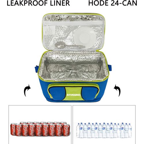  FUNDANGO Collapsible 24 Cans Soft Cooler Bag Insulated Waterproof Beach Cooler Bag Portable Leakproof Coolers Foldable for Camping Lunch Tourit Travel with 24-72 Hour Ice Retention