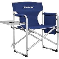 FUNDANGO Portable Lightweight Folding Camping Director Chair with Side Table Oversized Camp Chair Aluminum Fold Up Chair Outdoor Chairs for Picnic, Sports, BBQ, Fishing, Heavy Duty