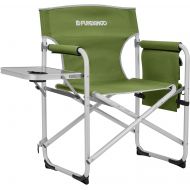 FUNDANGO Portable Lightweight Folding Camping Director Chair with Side Table Oversized Camp Chair Aluminum Fold Up Chair Outdoor Chairs for Picnic, Sports, BBQ, Fishing, Heavy Duty