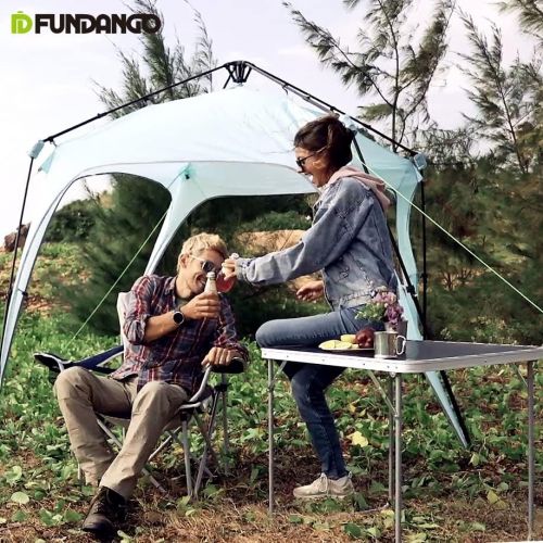  FUNDANGO Folding Camping Table Lightweight Desk Portable Handle, Reinforced Steel Frame, Easy to Carry and Clean, Great for Outdoor Picnic Beach Backyard