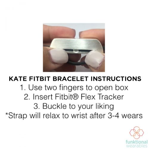  FUNKtional Wearables Fitbit Bracelet for Fitbit Flex Fitness Activity Trackers - The Kate Brushed Metal and Premium Vegan or Genuine Leather Buckle Wrap Fitbit Bracelet