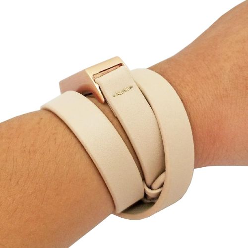  FUNKtional Wearables Fitbit Bracelet for Fitbit Flex Fitness Activity Trackers - The Kate Brushed Metal and Premium Vegan or Genuine Leather Buckle Wrap Fitbit Bracelet