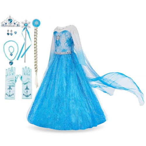  FUNNA Elsa Costume for Girls Princess Dress Up Frozen Costume Cosplay Fancy Party