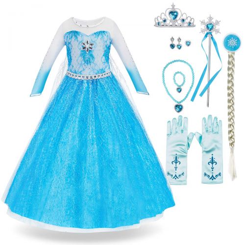  FUNNA Elsa Costume for Girls Princess Dress Up Frozen Costume Cosplay Fancy Party