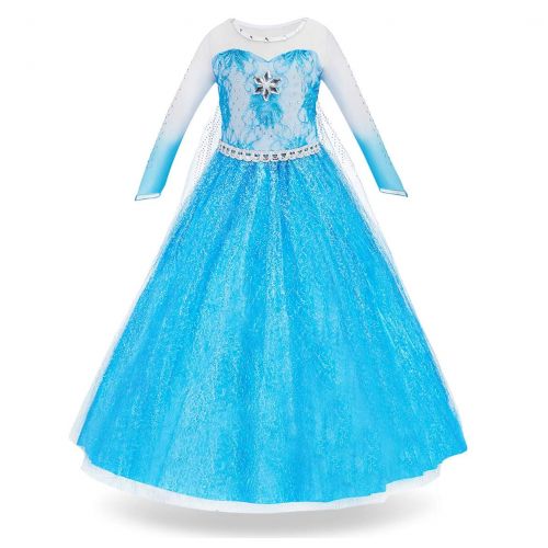  FUNNA Elsa Costume for Girls Princess Dress Up Frozen Costume Cosplay Fancy Party