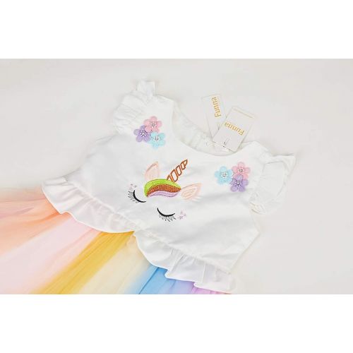  FUNNA Toddler Unicorn Costume for Girls Rainbow Princess Dress Tutu Birthday Party