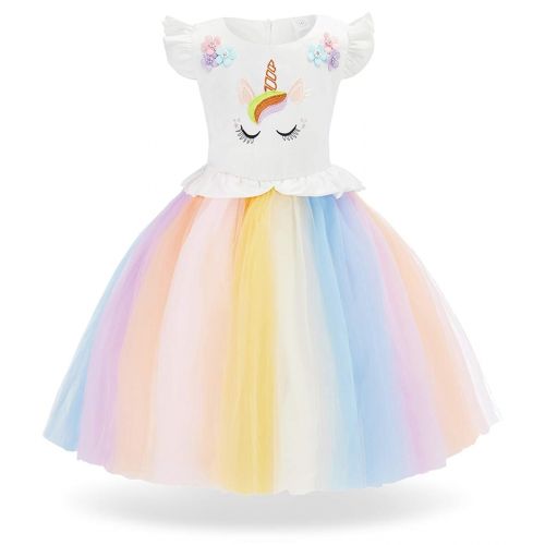  FUNNA Toddler Unicorn Costume for Girls Rainbow Princess Dress Tutu Birthday Party