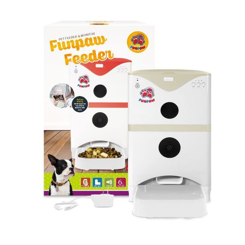  FUNPAW 6L WiFi Automatic Cat Dog or Small Pet Feeder with Camera Speaker and Mic for 2-Way Chat Scheduled Feeding and More Via iPhone or Android App