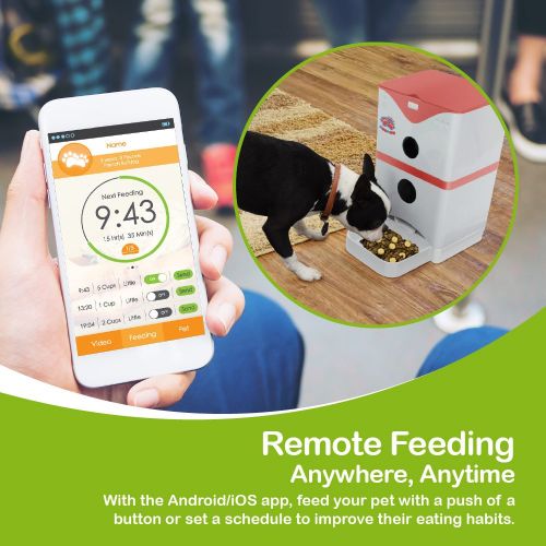  FUNPAW 6L WiFi Automatic Cat Dog or Small Pet Feeder with Camera Speaker and Mic for 2-Way Chat Scheduled Feeding and More Via iPhone or Android App