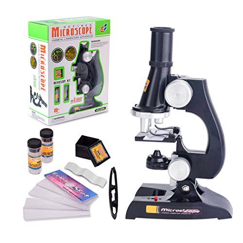  [아마존베스트]FUNRUI Kids Microscope, 450x, 200x, 100x Magnification Children Science Microscope Kit with LED Lights Includes Accessory Toy Set for Beginners Early Education