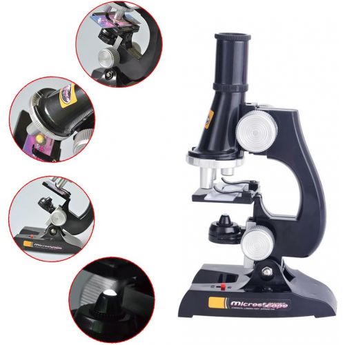  [아마존베스트]FUNRUI Kids Microscope, 450x, 200x, 100x Magnification Children Science Microscope Kit with LED Lights Includes Accessory Toy Set for Beginners Early Education