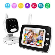 FUNSHION Digital Video Baby Monitor with Camera and Audio, 3.5 Inch LCD Screen, Infrared Night Vision Soothing, Lullabies, Temperature Monitoring and Two-Way Talk Video Monitor