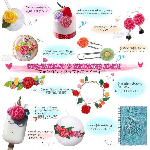  [아마존베스트]Funshowcase 21 Cavity Roses Flower Fondant Candy Silicone Mold for Sugarcraft Cake Decoration, Cupcake Topper, Polymer Clay, Soap Wax Making Crafting Projects