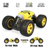 FUNTECH RC Cars for Kids, 2.4Ghz, 4WD Off Road Remote Control Car for Boy Toy, 1/16 Scale Fast Speed Deformation Stunt Car with Rechargeable Battery