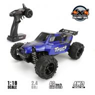 FUNTECH FunTech Rc Car, RC Electric Racing Cars, Remote Control Car Off Road Monster Truck, 1/18 Scale Off-Road 2.4-Ghz Radio RC 4WD High Speed Car(Blue)