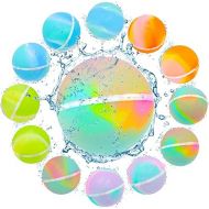 12 PCS Reusable Water Balloons Tie-dye, Soft Silicone Quick Fill Balloons Splash Fun,Outdoor Backyard Summer Party Easy Quick Fun Water Fight Game for Swimming Pool, Summer Party Gift Pool